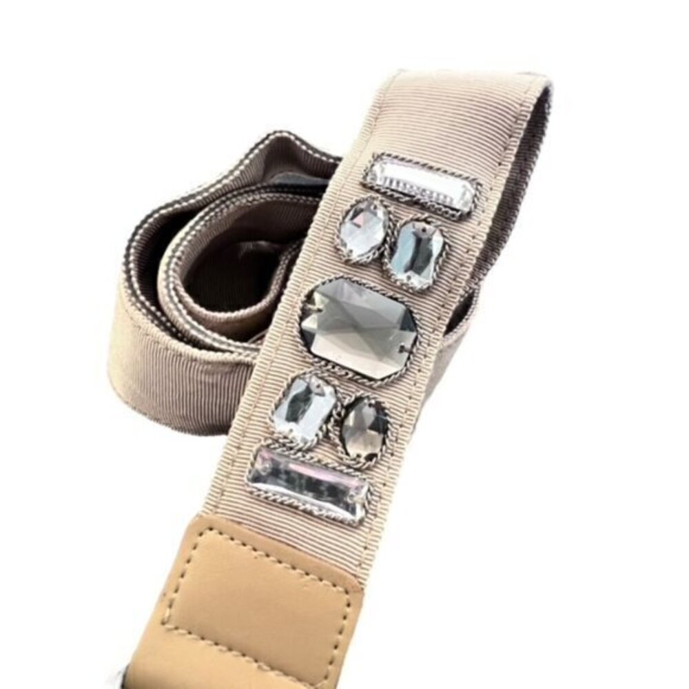 NWT Ann Taylor LOFT Tan/Khaki Embellished Jewel Rhinestone Belt Size M / L